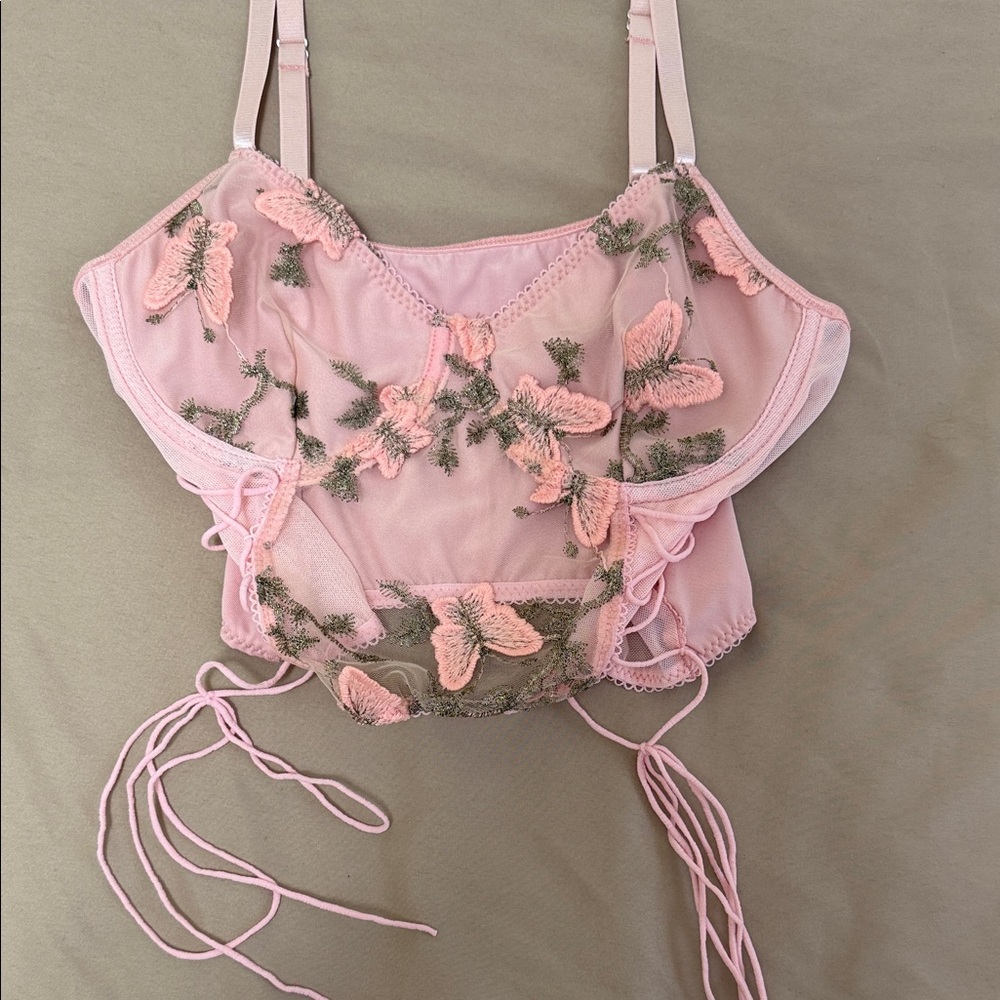 SHEIN Pink Floral Embroidered Blouse